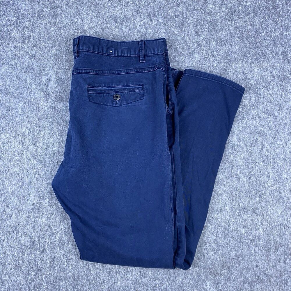 Zara Men's Premium Chino Trouser Slim Fit Navy Blue Flat Front Pants Size 38